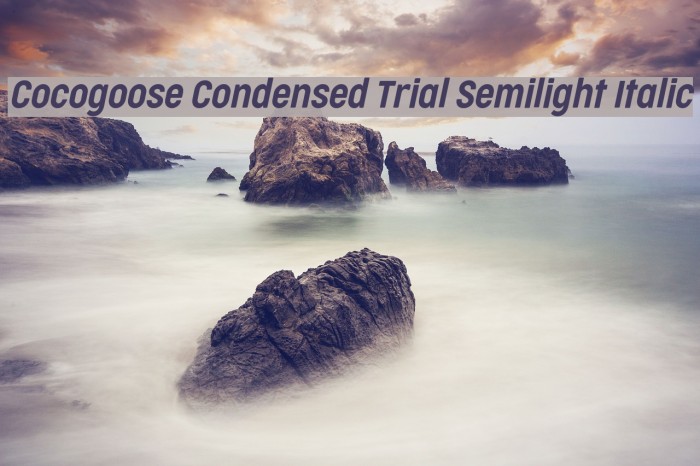 Cocogoose Condensed Trial Semilight Italic Schriftart examples