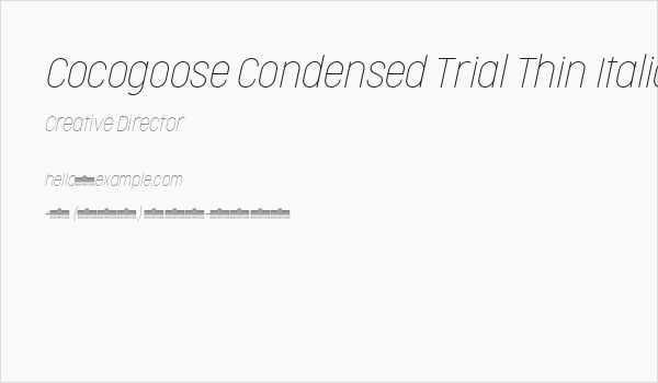 Cocogoose Condensed Trial Thin Italic Business Card