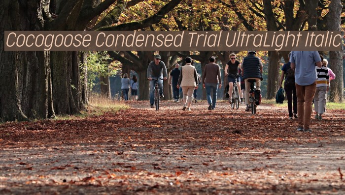 Cocogoose Condensed Trial UltraLight Italic Font examples