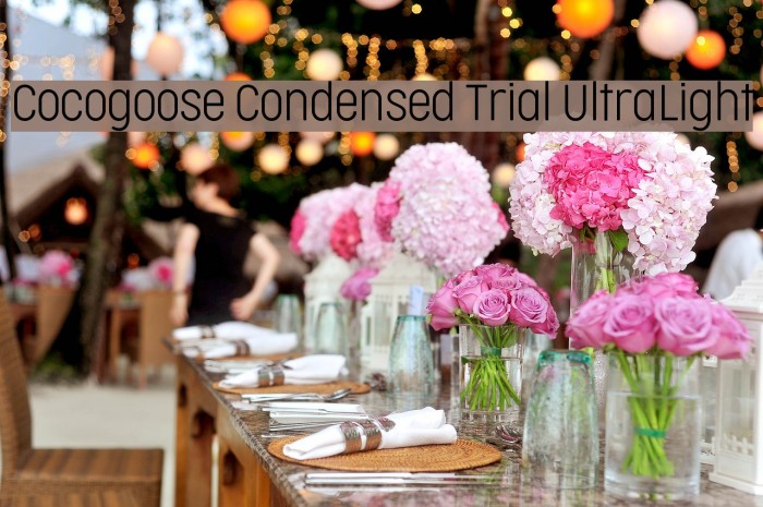 Cocogoose Condensed Trial UltraLight Font examples