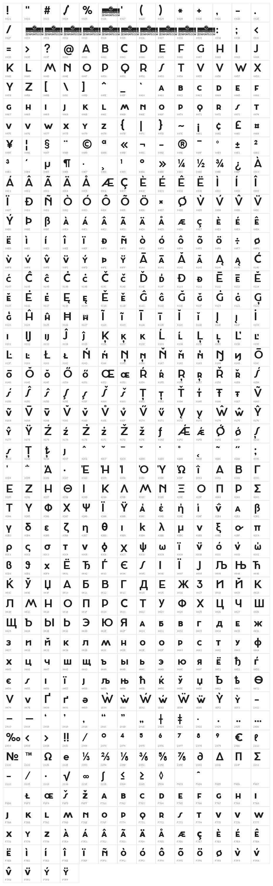 Cocosignum Maiuscoletto Bold Character Map