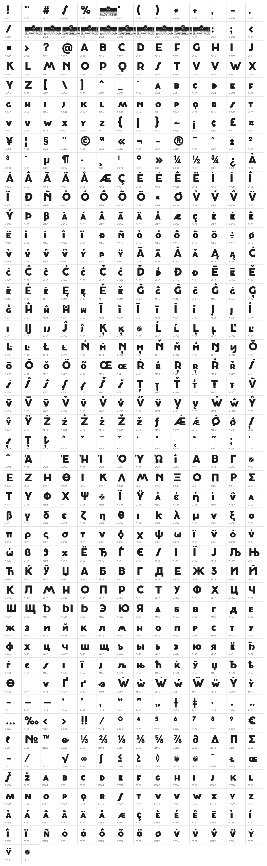 Cocosignum Maiuscoletto Heavy Character Map