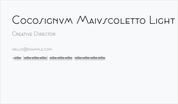 Cocosignum Maiuscoletto Light Business Card