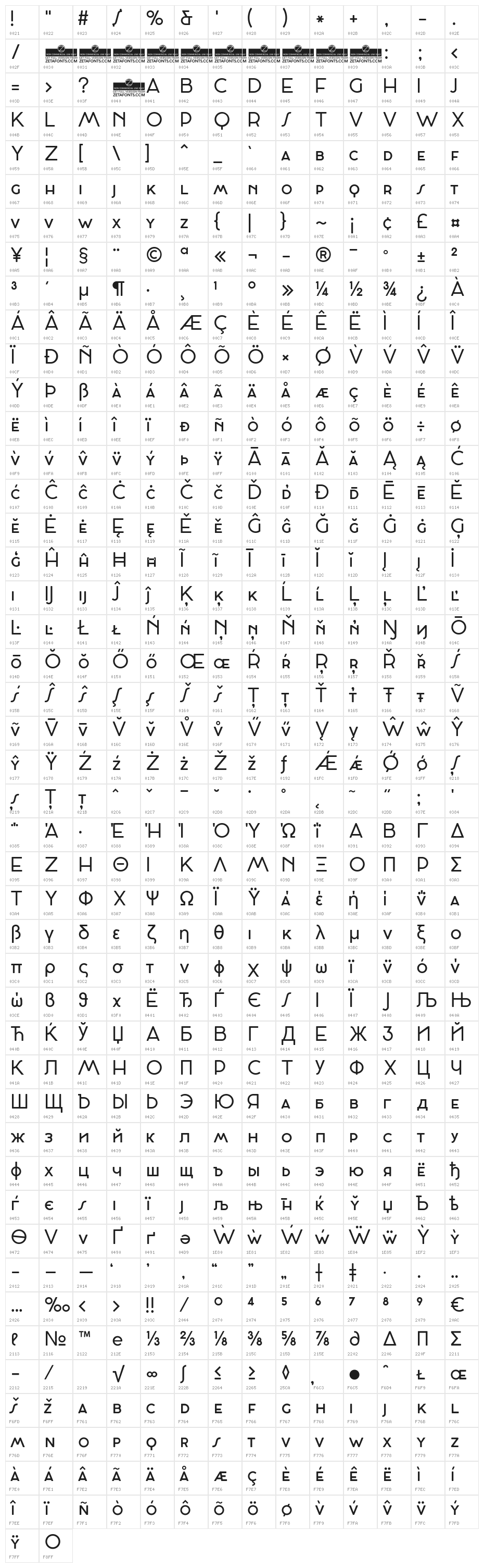 CocosignumMaiuscoletto-Regular Character Map