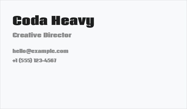 Coda Heavy Business Card