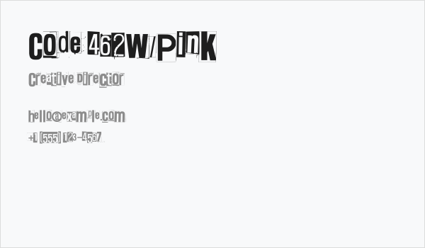Code 462W/Pink Business Card
