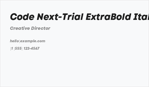 Code Next-Trial ExtraBold Italic Business Card