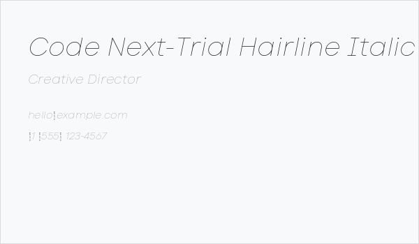 Code Next-Trial Hairline Italic Business Card
