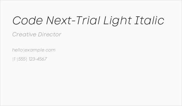 Code Next-Trial Light Italic Business Card