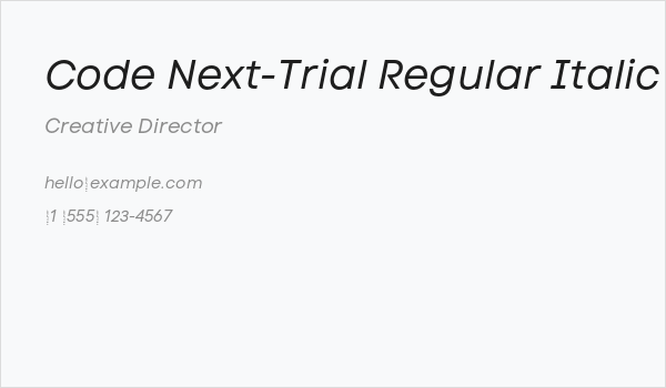Code Next-Trial Regular Italic Business Card