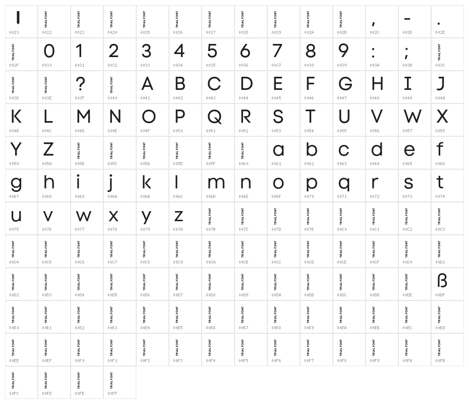 Code Next-Trial Regular Character Map