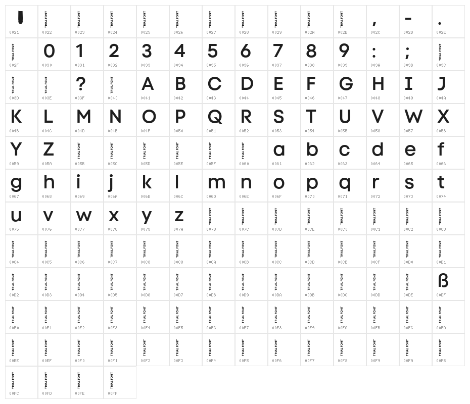 Code Next-Trial SemiBold Character Map