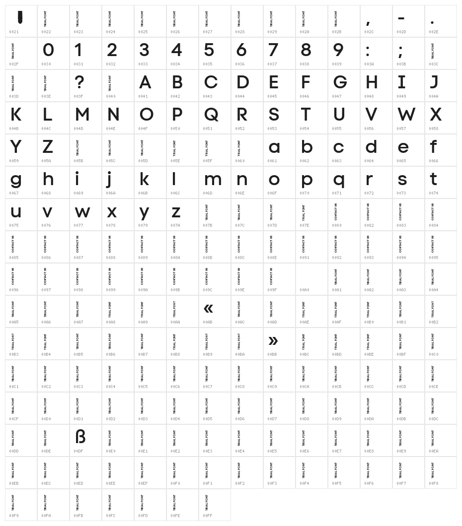 Code Next-Trial SemiBold Character Map