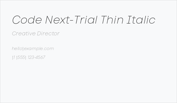Code Next-Trial Thin Italic Business Card