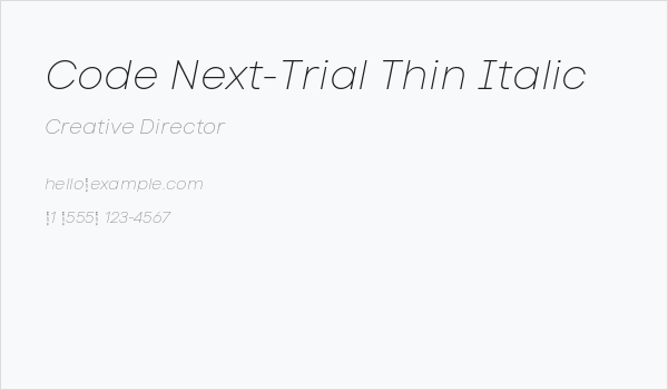 Code Next-Trial Thin Italic Business Card