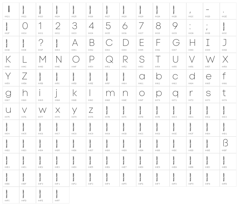 Code Next-Trial Thin Character Map