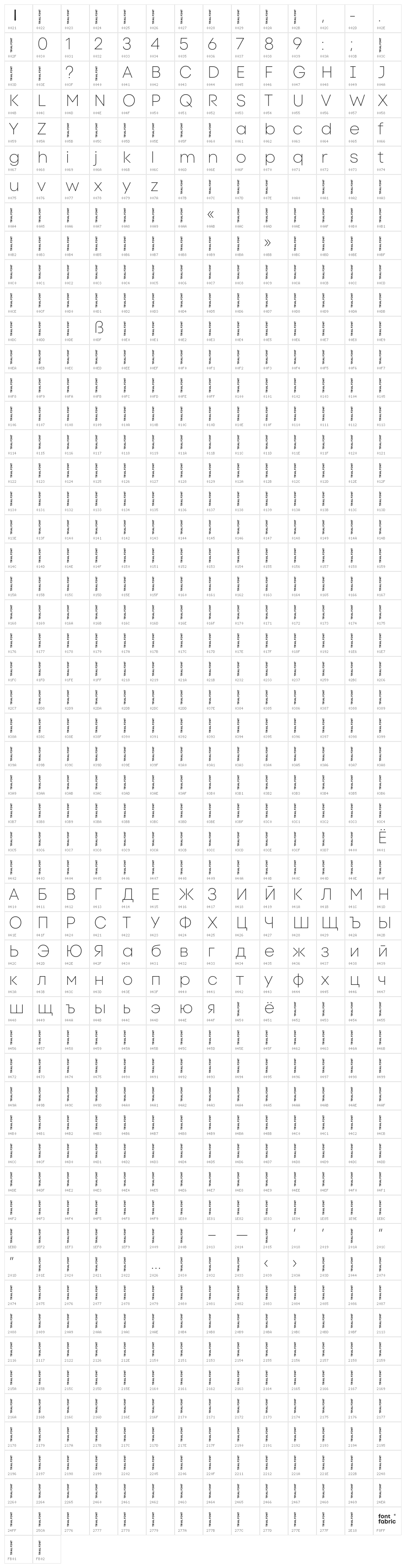 Code Next-Trial Thin Character Map