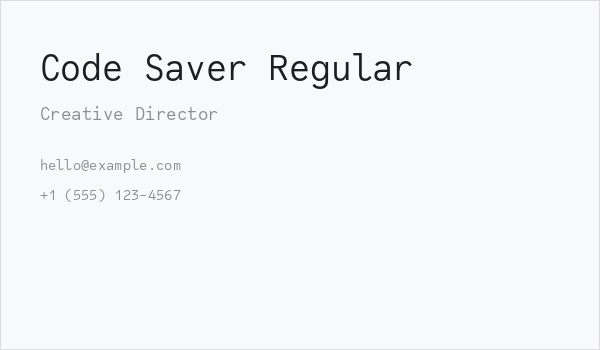 Code Saver Regular Business Card