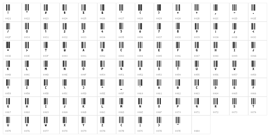 Code3X-Regular Character Map