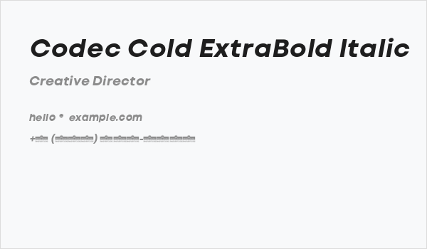 Codec Cold ExtraBold Italic Business Card