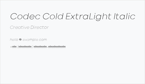 Codec Cold ExtraLight Italic Business Card