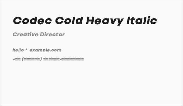 Codec Cold Heavy Italic Business Card