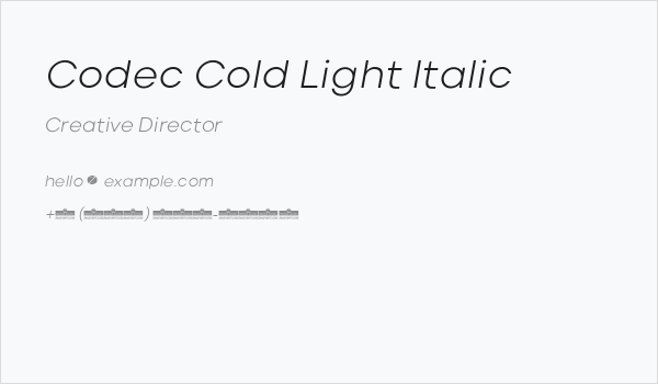 Codec Cold Light Italic Business Card