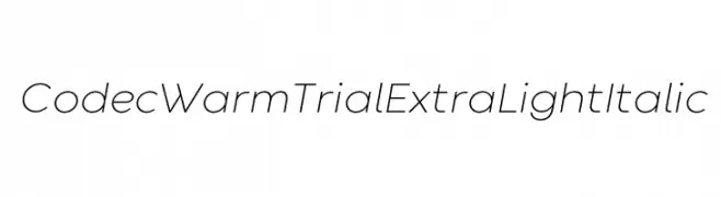 Codec Warm Trial ExtraLight Italic  नि: शुल्क फ़ॉन्ट्स डाउनलोड