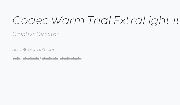 Codec Warm Trial ExtraLight Italic Business Card