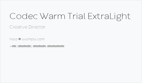 Codec Warm Trial ExtraLight Business Card