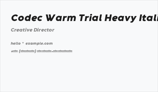 Codec Warm Trial Heavy Italic Business Card