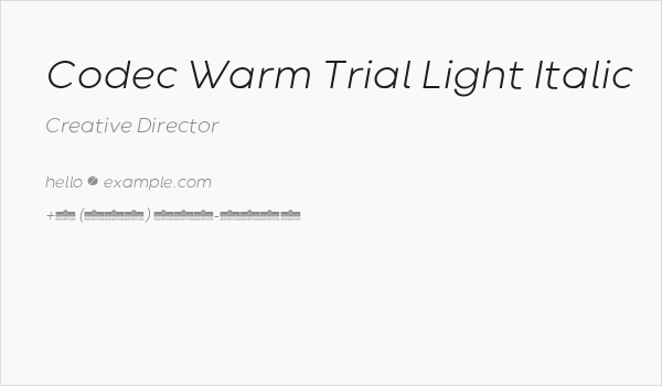 Codec Warm Trial Light Italic Business Card