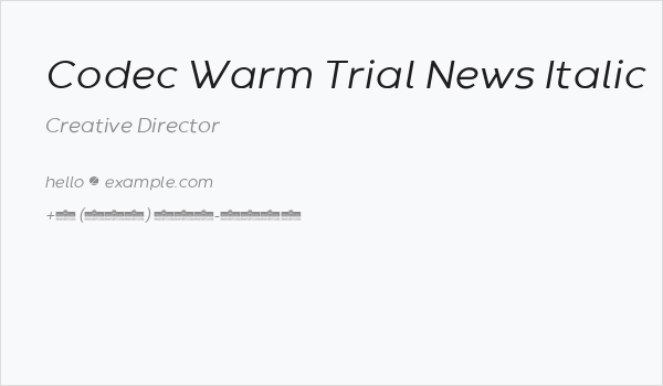 Codec Warm Trial News Italic Business Card