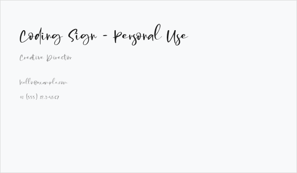 Coding Sign - Personal Use Business Card