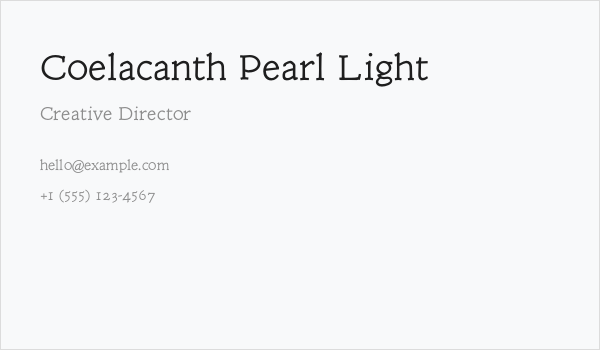 Coelacanth Pearl Light Business Card