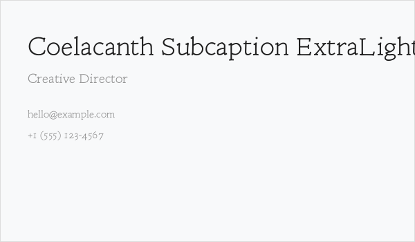 Coelacanth Subcaption ExtraLight Business Card