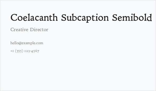 Coelacanth Subcaption Semibold Business Card