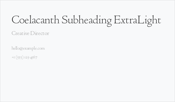 Coelacanth Subheading ExtraLight Business Card