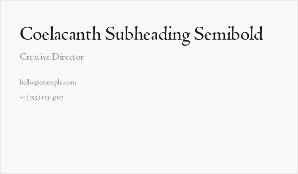 Coelacanth Subheading Semibold Business Card