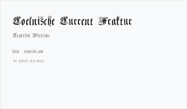 Coelnische Current Fraktur Business Card