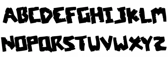 Coffin Stone Staggered Rotated Schriftart Kleinbuchstaben