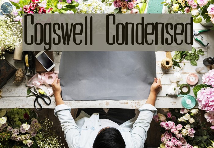 Cogswell Condensed Шрифта examples