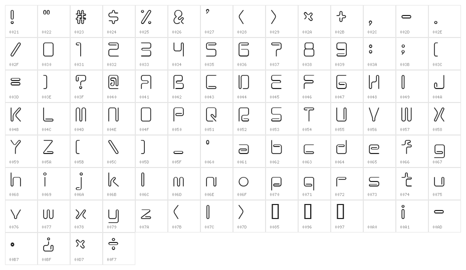 CoilRegularAl Character Map