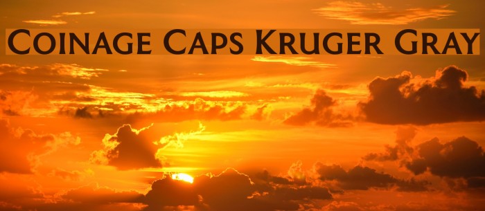 Coinage Caps Kruger Gray Font examples