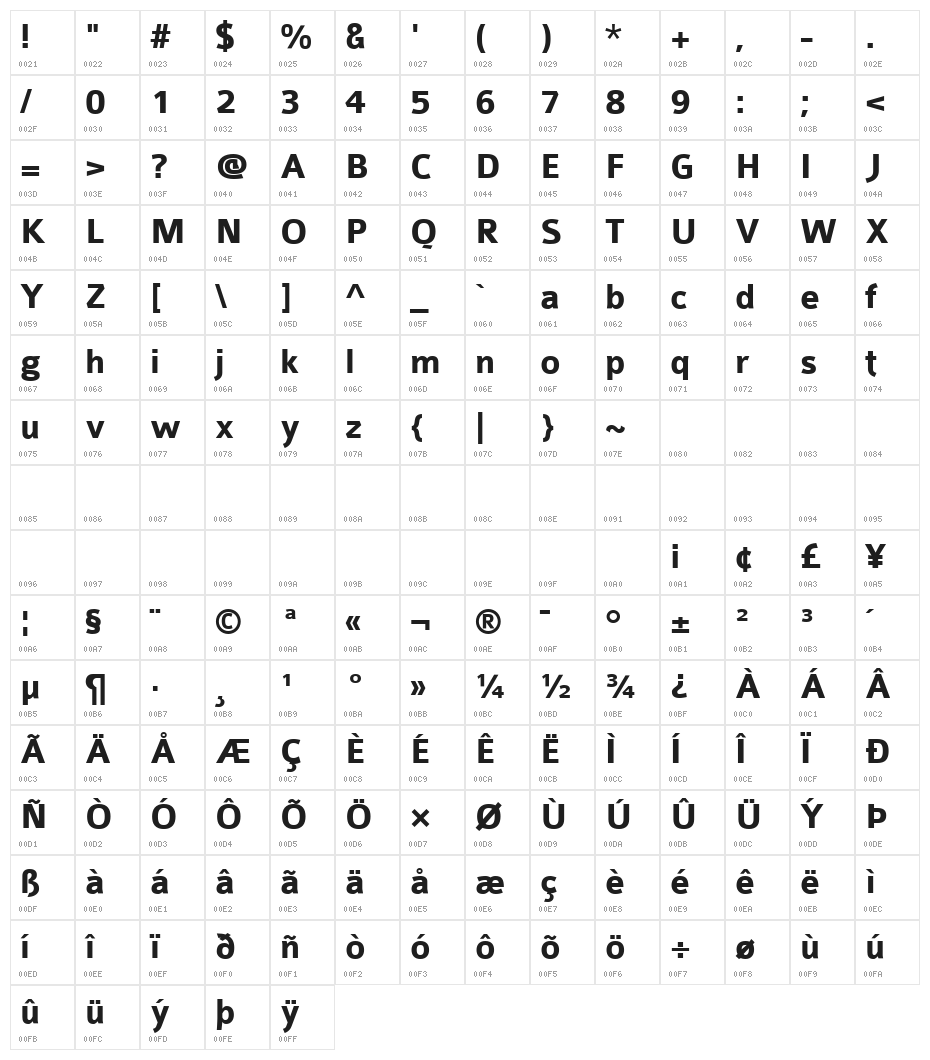 Colaborate-Bold Character Map