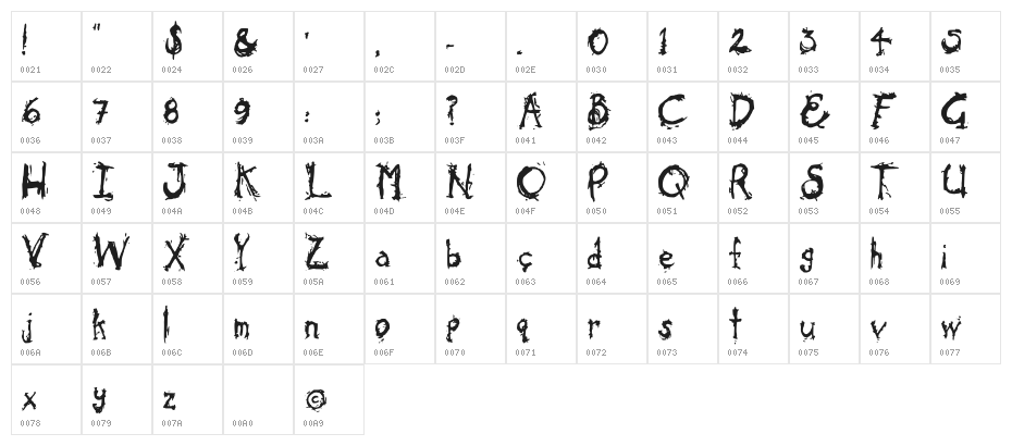 Cold Ocean Regular Character Map