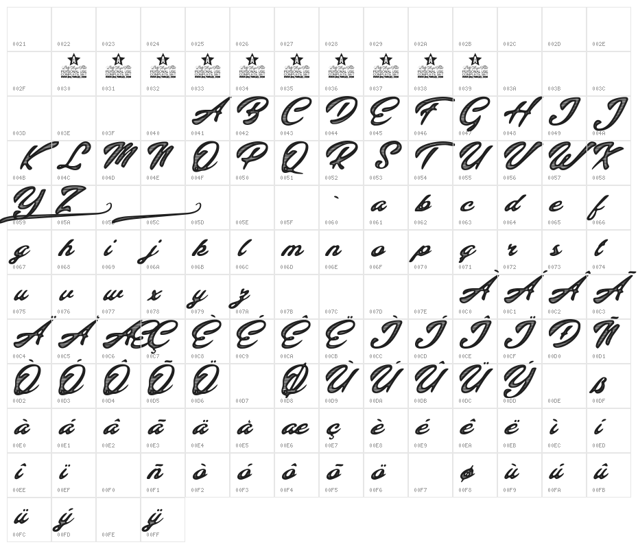 Colinas Personal Use Regular Character Map