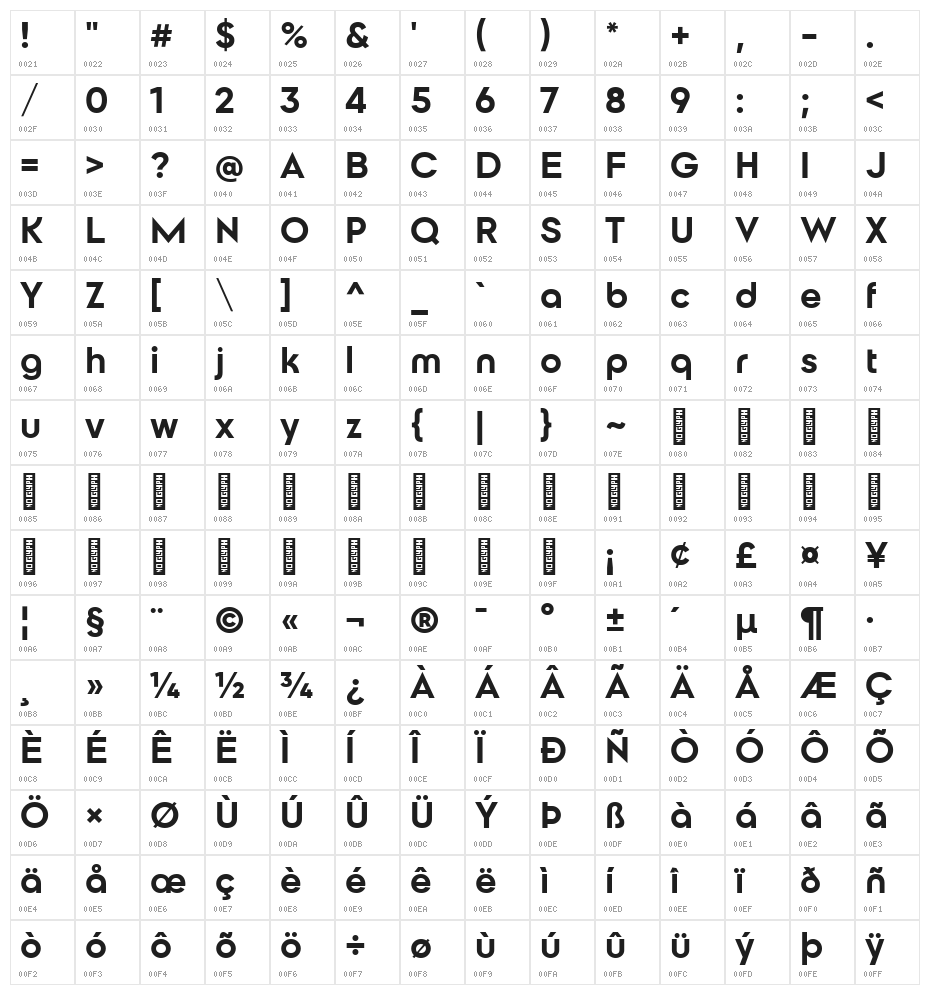 Coliner SemiBold Character Map