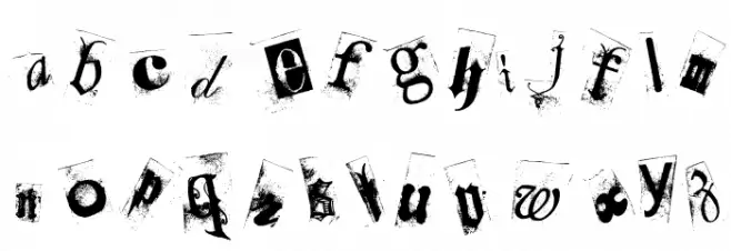 Collage anonymous Schriftart Kleinbuchstaben