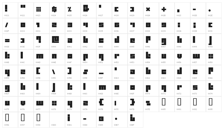 CollageHardRmxAl Character Map